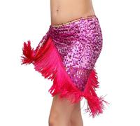 Women's Belly Dance Hip Scarf with Tassels And Sequins Triangle Wrap Skirt Waist Chain Music Festival Performance Costume