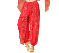 Women's Belly Dance Tribal Harem Pants, Chiffon Tribal Indian Trousers, Sequin Loose Hip Hop Bloomer Pants for Belly Dancing, Baggy Hippie Trousers for Yoga Pilates Zumba Party Performance Clubwear