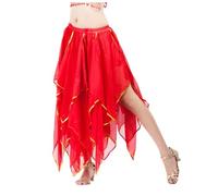 Women's Belly Dance Tulle Skirt Set Indian Dance Set Skirt Maxi Skirt Cocktail Wedding Festive Carnival Pleated Boho Dance Clothing Sexy Maxi Exercise Skirt Elastic Band Bollywood Night, O Red, One