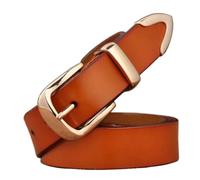 Women's Belt Cowhide Fashion Jeans Belt Adjustable Length With Automatic Buckle Ratchet Dress Belt(Brown,100cm/waist:24"~26")