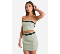 Womens Belt Detail Mini Skirt - Green - 14, Green