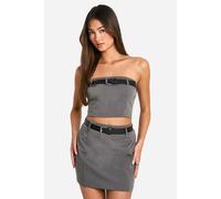 Womens Belt Detail Mini Skirt - Grey - 8, Grey