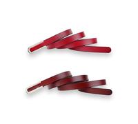 Women's Belt Fashion Skinny Slim Soft Genuine Leather Belts Waistband Thin Waist Belt Silver Chrome Color Alloy Buckle, 2-pack, Red & Burgundy, For Waist 29"- 31", Women Size S-M, 4-6