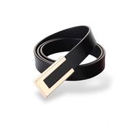 Women's Belt Genuine Leather Belts Durable Waist Belt Gold Solid Color Buckle Waistband For Pants, Jeans, Black, For Waist 28"- 34", Women Size S-M, 4-6