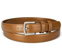 Womens Belt Skinny Leather Solid Color Pin Buckle Simple Waist for Girls Ladies, Brown, 39.4 inches long, for waist size 32-34 inches