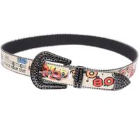 Women's belt with fashionable silver buckle rhinestone crystal sparkle back belt suitable for jeans dresses with diamonds belt (Picture Color,One size)