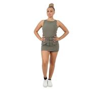 Women's Belted Combat Cargo Playsuit, Sleeveless Round Neck, S-2XL, Casual Bodycon Fit (UK, Numeric, 14, Regular, Petite, Khaki)
