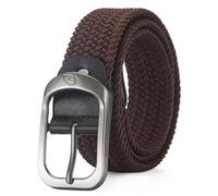 Women's Belts Unisex Woven Elastic Belt Men Luxury Women Belt Designer Men Alloy Pin Buckle Waist Straps Belts No Hole Cinturones Luxury Mujer(Coffee)