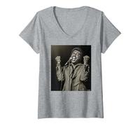Women's Ben E King Soul R&B The Drifters Singer By Dick Barnatt V-Neck T-Shirt