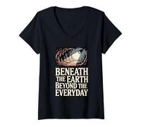 Womens Beneath The Earth Caving Spelunking Exploration V-Neck T-Shirt