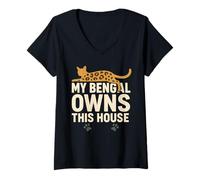 Womens Bengal Cat Lover Exotic Breed Pride Wild Pattern Humor V-Neck T-Shirt