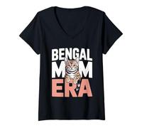 Women's Bengal Mom Era Cute Bengal Kitten Cat Lover V-Neck T-Shirt
