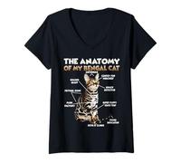 Womens Bengali T | Bengal cat Owner Cats Anatomy Bengal Cat V-Neck T-Shirt
