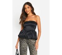 Womens Bengaline Bubble Peplum Top - Black - 12, Black