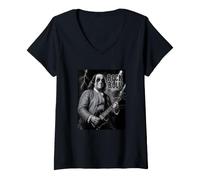 Women's Benjamin Franklin Rock & Roll Guitar Vintage Music Lover V-Neck T-Shirt