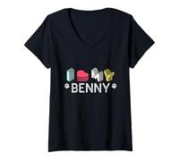 Women's Benny Personalized Dog Name Benny Pet Lover V-Neck T-Shirt