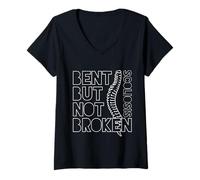 Womens Bent But Not Broken Scoliosis Awareness Motivational V-Neck T-Shirt