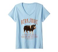 Womens Berkshire Swine Breed Vintage Pig Design V-Neck T-Shirt