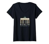 Women's Berlin, Hand-Drawn Brandenburg Gate, Germany V-Neck T-Shirt