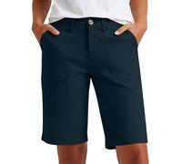 Women's Bermuda Cargo Shorts Elasticated Waist Hiking Walking Button-Zip Closure Combat Knee Length Work Shorts Summer Casual Outdoor Comfort Stretch Regular 4 Pockets Half Pants