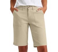 Women's Bermuda Cargo Shorts Elasticated Waist Hiking Walking Button-Zip Closure Combat Knee Length Work Shorts Summer Casual Outdoor Comfort Stretch Regular 4 Pockets Half Pants