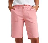 Women's Bermuda Cargo Shorts Elasticated Waist Hiking Walking Button-Zip Closure Combat Knee Length Work Shorts Summer Casual Outdoor Comfort Stretch Regular 4 Pockets Half Pants