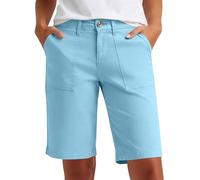 Women's Bermuda Cargo Shorts Elasticated Waist Hiking Walking Button-Zip Closure Combat Knee Length Work Shorts Summer Casual Outdoor Comfort Stretch Regular 4 Pockets Half Pants