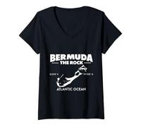 Womens Bermuda Map Coordinates, Bermuda Flag, Bermuda Nickname V-Neck T-Shirt
