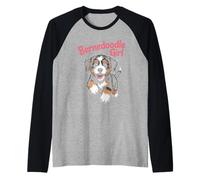 Womens Bernedoodle Girl Cute Cartoon for Dog Owners Pet Raglan Baseball Tee