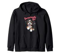 Womens Bernedoodle Girl Cute Cartoon for Dog Owners Pet Zip Hoodie