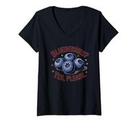 Womens Berry Food Organic Blueberry Fruit Blueberries V-Neck T-Shirt