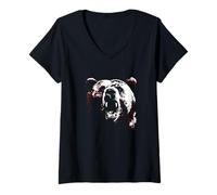 Womens Berserker Bear Warrior Odin Nordic Mythology Viking V-Neck T-Shirt