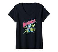 Womens Berserker Viking Skull Retro Metal Aesthetic Norse Punk V-Neck T-Shirt