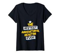 Womens Best Agricultural Realtor, Funny Farm Land Job Occupation V-Neck T-Shirt