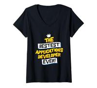 Womens Best Applications Developer, Funny Software Job Occupation V-Neck T-Shirt