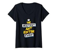 Womens Best Art Editor, Funny Job Occupation V-Neck T-Shirt