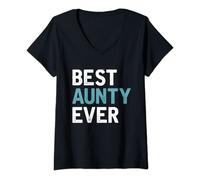 Womens Best Aunty Ever Funny Cool Birthday V-Neck T-Shirt