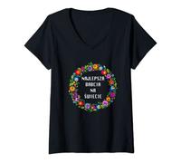 Womens Best Babcia T Shirt with Polish Folk Art 'Najlepsza Babcia' V-Neck T-Shirt