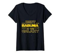 Womens Best Babunia in The Galaxy | Grandma in Polish Funny Gifts V-Neck T-Shirt