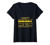 Womens Best Babushka in The Galaxy | Grandma in Russian Funny Gifts V-Neck T-Shirt
