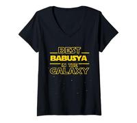 Womens Best Babusya in The Galaxy | Grandma in Russian Funny Gifts V-Neck T-Shirt