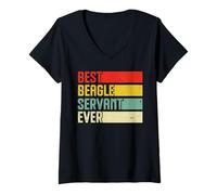 Women's Best Beagle Servant Ever Vintage Beagle Love V-Neck T-Shirt