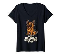 Womens Best Belgian Shepherd Ever Cute Dog Design V-Neck T-Shirt