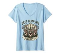 Women's Best Bucking Squad Ever Funny Deer Hunting Group V-Neck T-Shirt