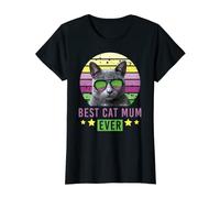 Womens Best Cat Mum Ever British Short Hair Russian Blue Cat Mum T-Shirt