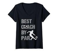 Women's Best Coach By Par Game Day Soccer Coach V-Neck T-Shirt