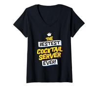 Women's Best Cocktail Server, Funny Waitress Job Occupation V-Neck T-Shirt