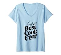 Women's Best Cook Ever Funny Chef Humor Cooking V-Neck T-Shirt