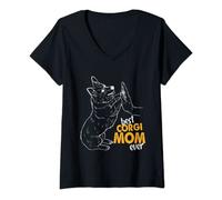 Womens Best Corgi Mom Ever Corgi Mama Jumper Dog Welsh Corgi V-Neck T-Shirt