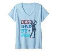 Womens Best Dad by Par Golf Golfer Father Father's Day Daddy Papa V-Neck T-Shirt